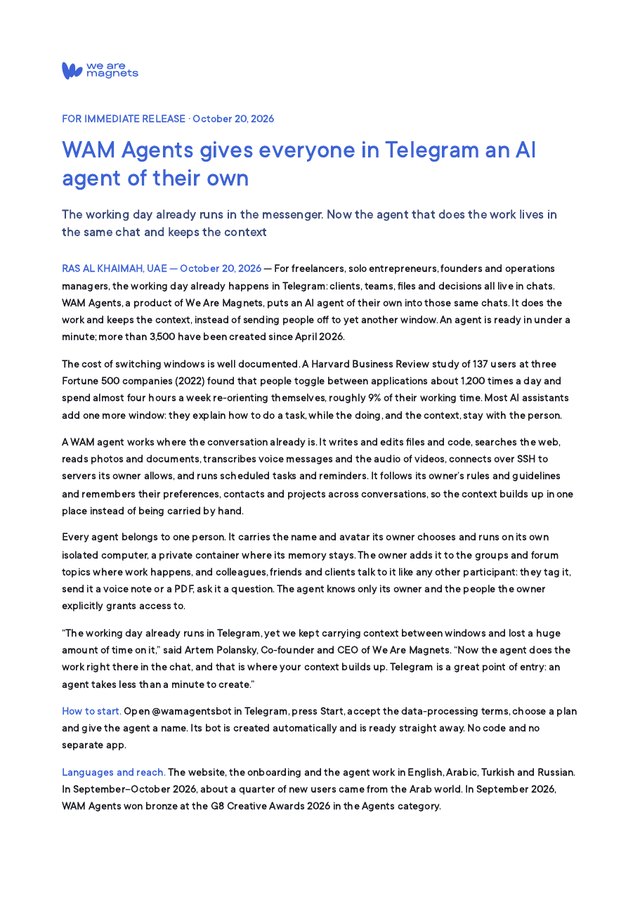Press release, PDF and Word